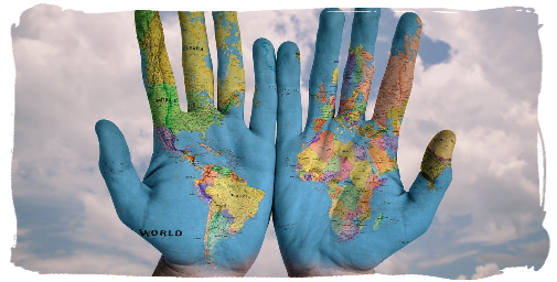 The World painted on hands